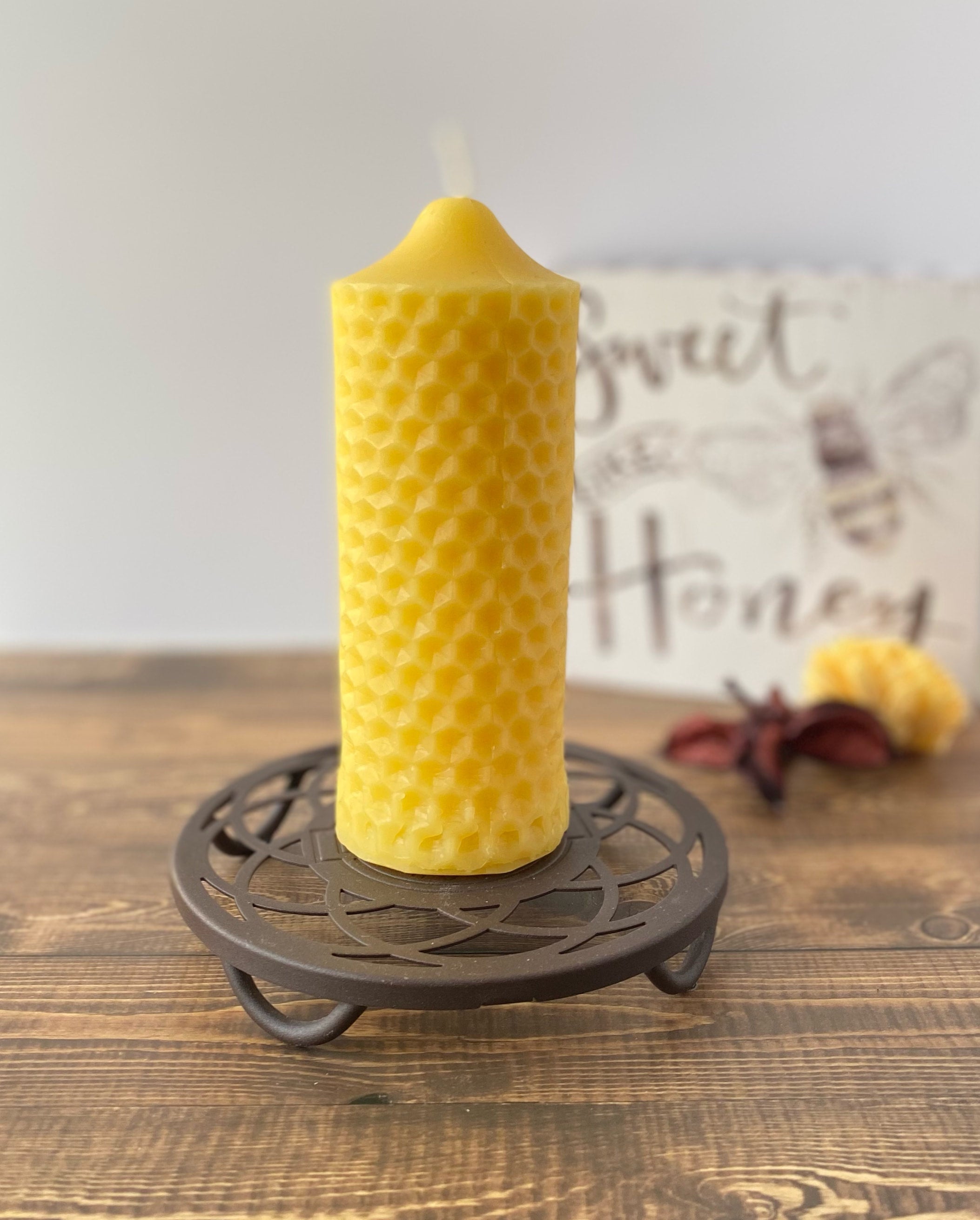 Honeycomb Beeswax Pillar Candle, Gifts